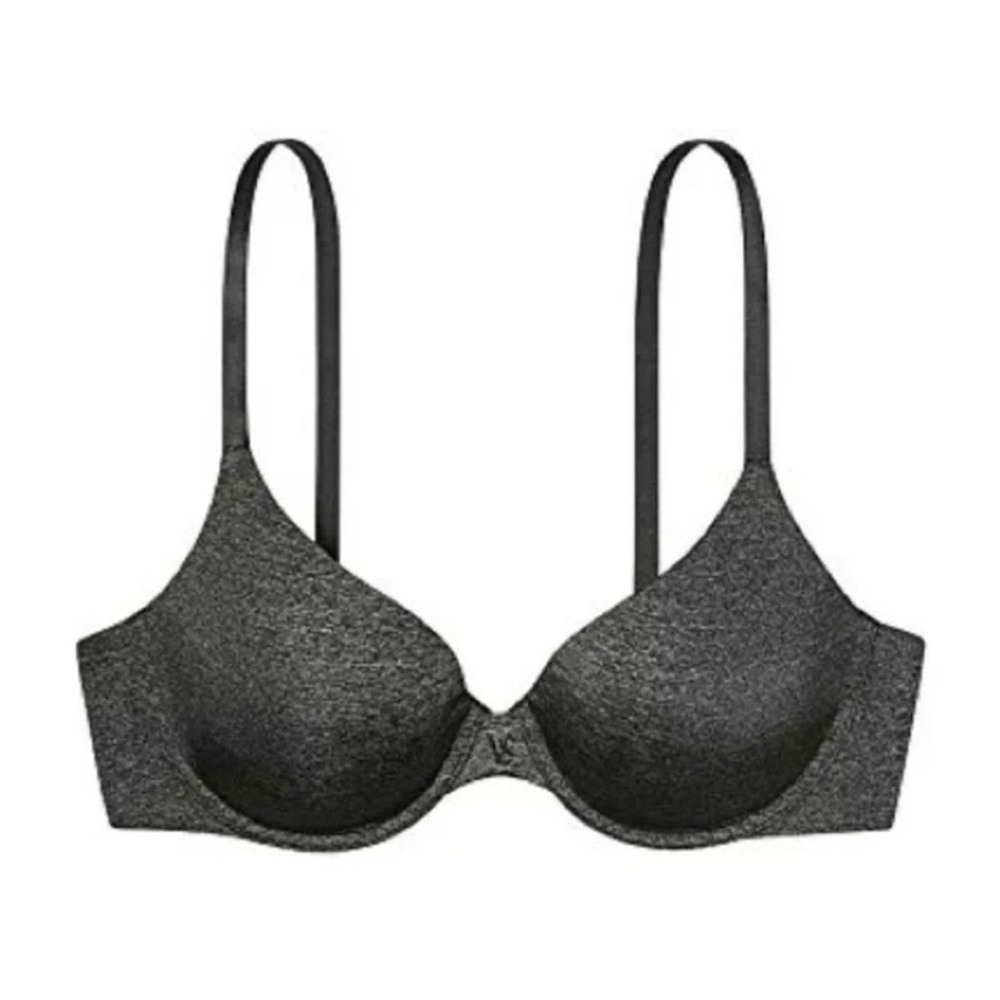VICTORIA'S‎ SECRET T-shirt Bra Uplift Semi Demi Crossback Push Up Gray 32DD Grey